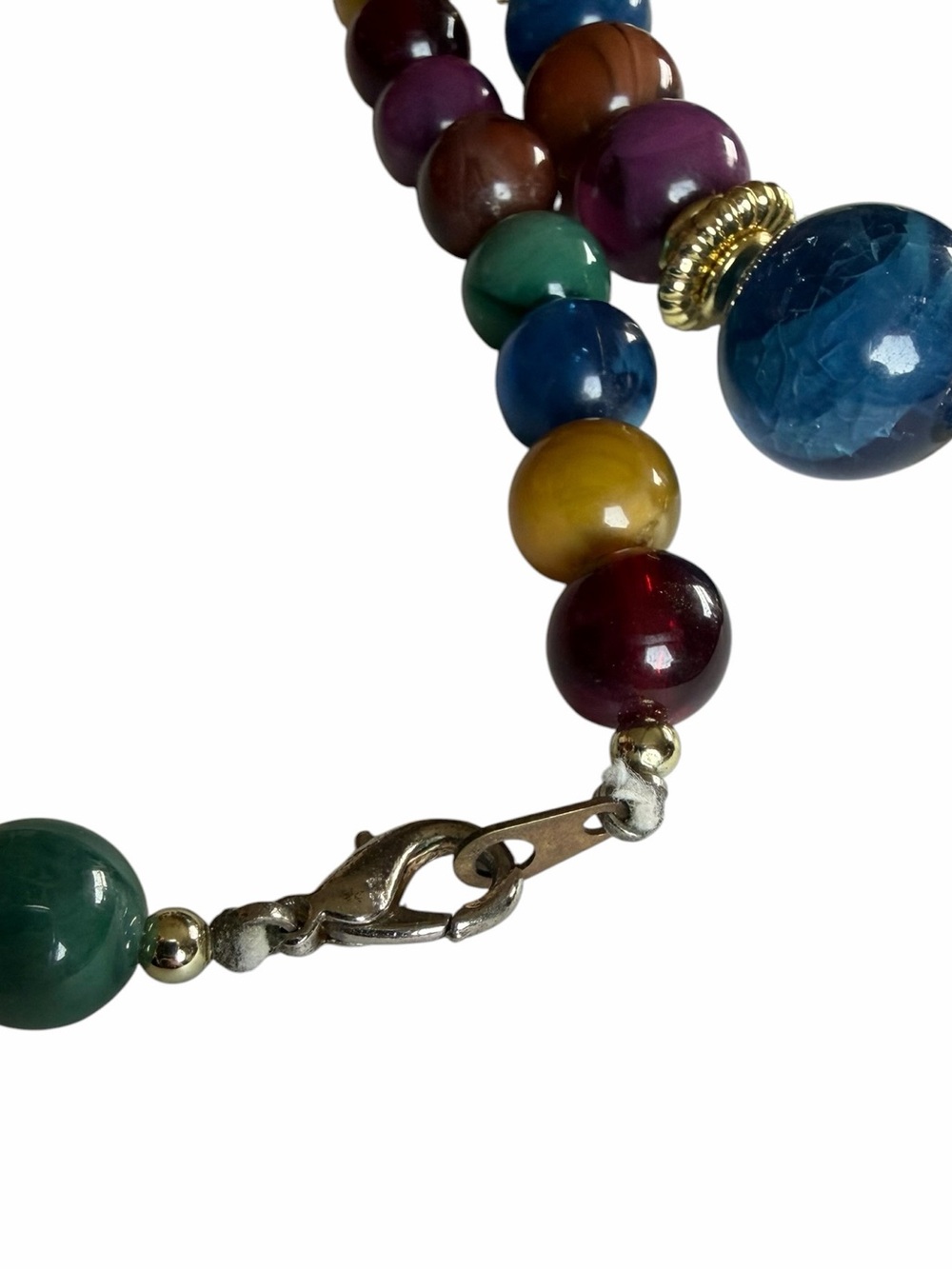 Vintage Multicolor Chunky Beaded Necklace 80s 90s Eclectic - Picture 4 of 5